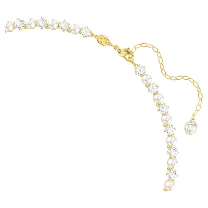 Collar Matrix Tennis con perlas de cristal, corte redondo, blanco, chapado en tono dorado Collar Matrix Tennis con perlas de cristal, corte redondo, blanco, chapado en tono dorado