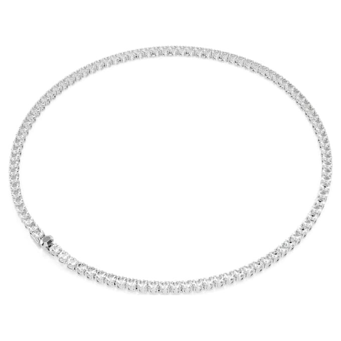 Collar Matrix Tennis, corte redondo, blanco, chapado en rodio Collar Matrix Tennis, corte redondo, blanco, chapado en rodio
