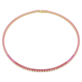 Collar Matrix Tennis, corte redondo, rosa, chapado en tono dorado Collar Matrix Tennis, corte redondo, rosa, chapado en tono dorado
