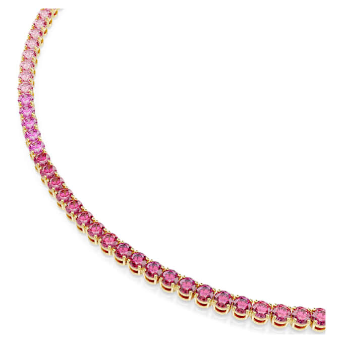 Collar Matrix Tennis, corte redondo, rosa, chapado en tono dorado Collar Matrix Tennis, corte redondo, rosa, chapado en tono dorado