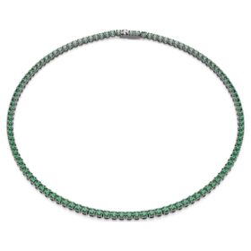 Collar Matrix Tennis, corte redondo, verde, chapado en rutenio Collar Matrix Tennis, corte redondo, verde, chapado en rutenio