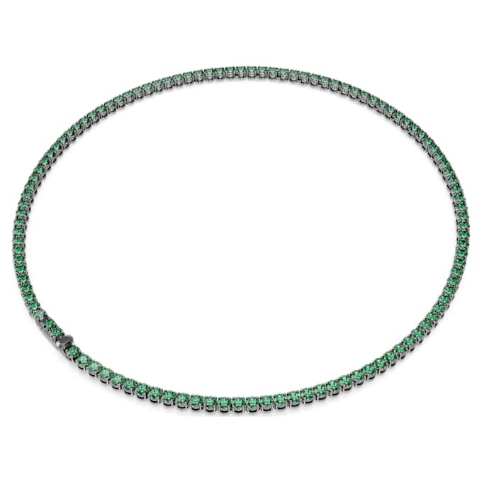 Collar Matrix Tennis, corte redondo, verde, chapado en rutenio Collar Matrix Tennis, corte redondo, verde, chapado en rutenio