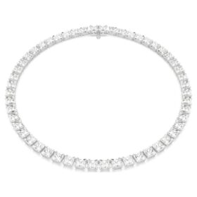 Collar Matrix Tennis de corte cuadrado, blanco, chapado en rodio Collar Matrix Tennis de corte cuadrado, blanco, chapado en rodio