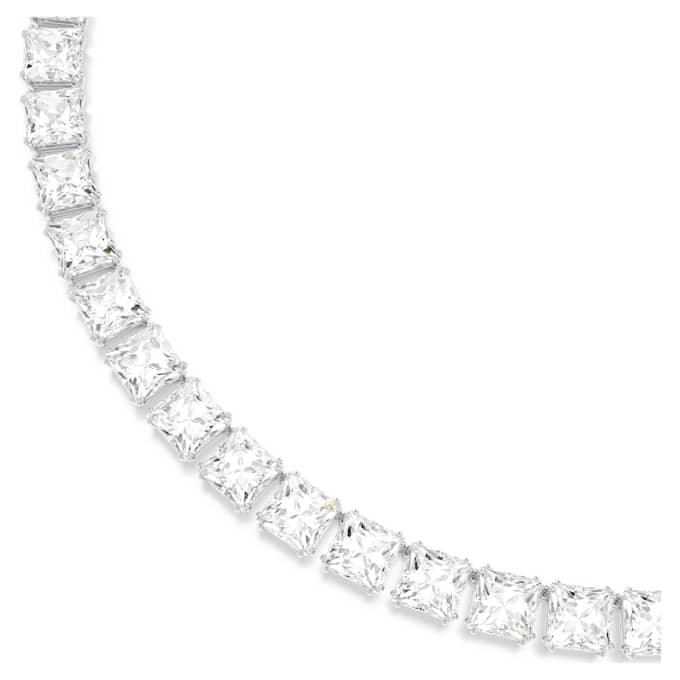 Collar Matrix Tennis de corte cuadrado, blanco, chapado en rodio Collar Matrix Tennis de corte cuadrado, blanco, chapado en rodio