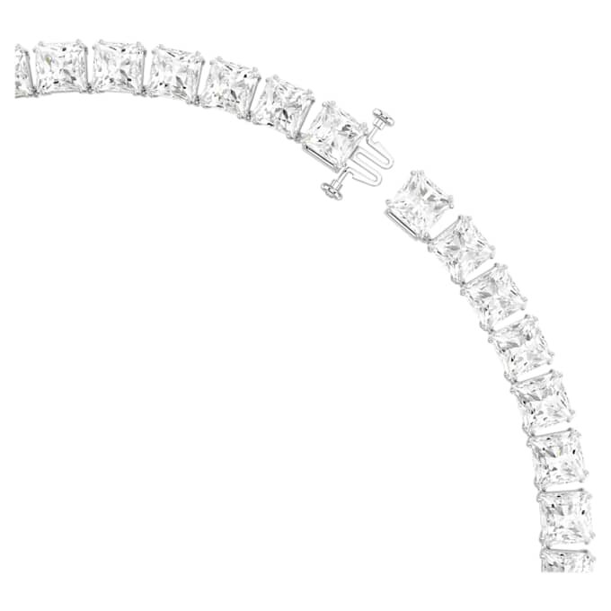 Collar Matrix Tennis de corte cuadrado, blanco, chapado en rodio Collar Matrix Tennis de corte cuadrado, blanco, chapado en rodio