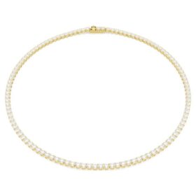 Collar Matrix Tennis de corte redondo, blanco, chapado en tono dorado Collar Matrix Tennis de corte redondo, blanco, chapado en tono dorado