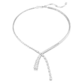 Collar Matrix Y con cortes variados, blanco, chapado en rodio Collar Matrix Y con cortes variados, blanco, chapado en rodio