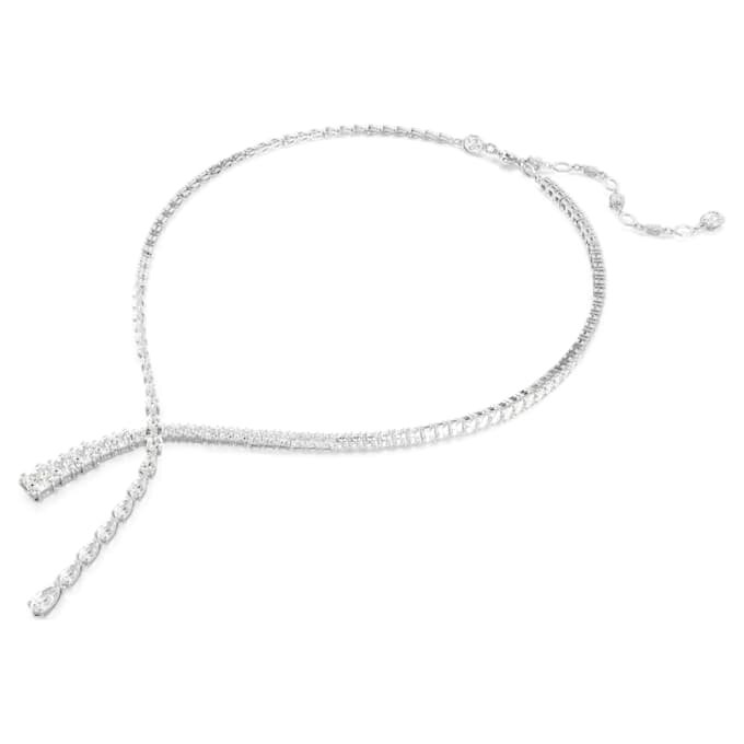 Collar Matrix Y con cortes variados, blanco, chapado en rodio Collar Matrix Y con cortes variados, blanco, chapado en rodio