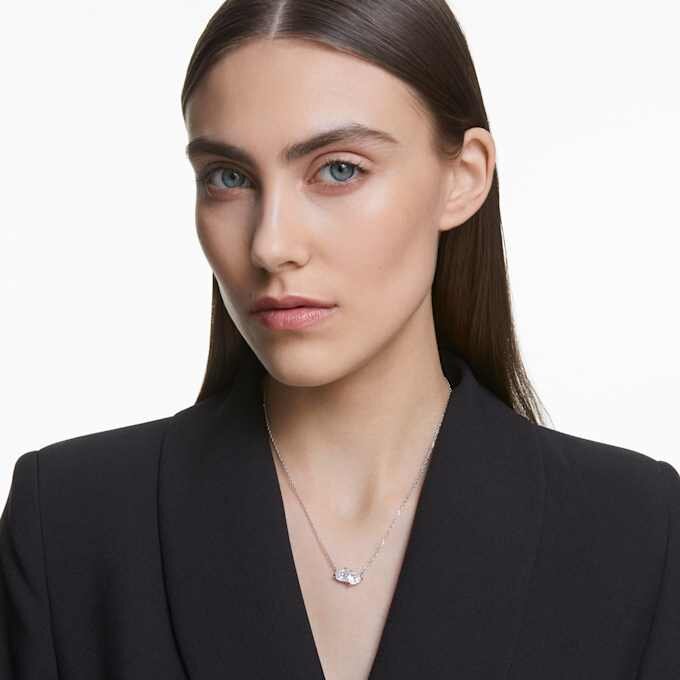 Collar Mesmera con corazón, blanco, chapado en rodio Collar Mesmera con corazón, blanco, chapado en rodio