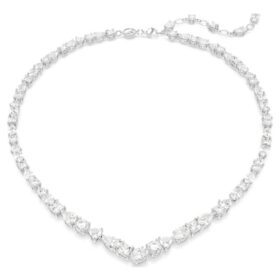 Collar Mesmera con cortes variados, blanco, chapado en rodio Collar Mesmera con cortes variados, blanco, chapado en rodio