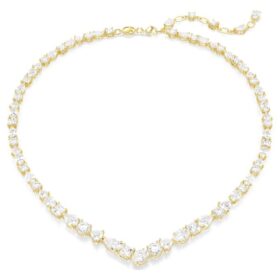Collar Mesmera con cortes variados, blanco, chapado en tono dorado Collar Mesmera con cortes variados, blanco, chapado en tono dorado