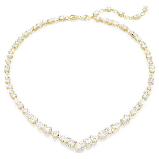 Collar Mesmera con cortes variados, blanco, chapado en tono dorado Collar Mesmera con cortes variados, blanco, chapado en tono dorado
