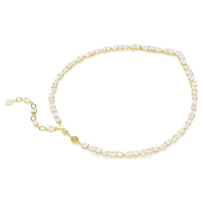 Collar Mesmera con cortes variados, blanco, chapado en tono dorado Collar Mesmera con cortes variados, blanco, chapado en tono dorado