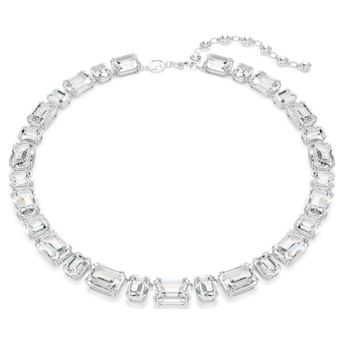 Collar Millenia con corte octogonal, blanco, chapado en rodio Collar Millenia con corte octogonal, blanco, chapado en rodio