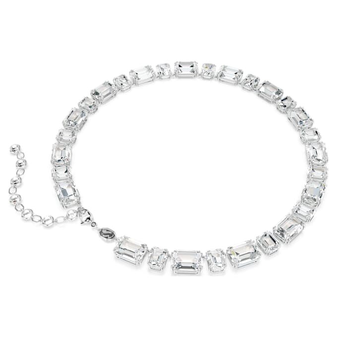 Collar Millenia con corte octogonal, blanco, chapado en rodio Collar Millenia con corte octogonal, blanco, chapado en rodio