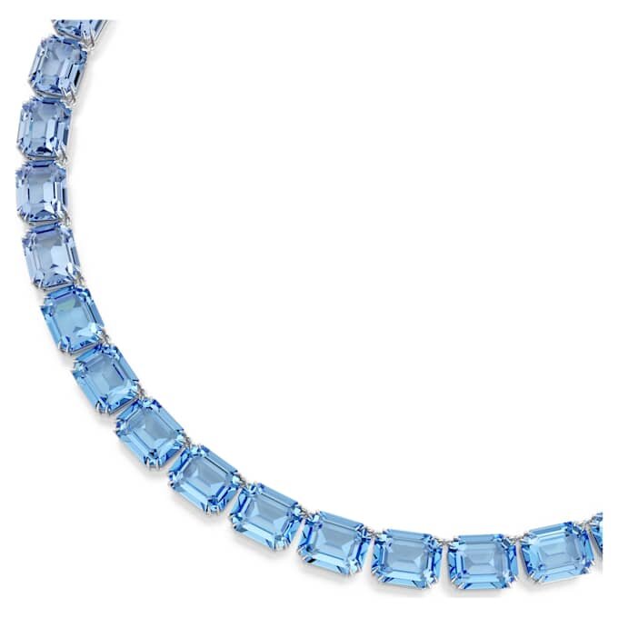Collar Millenia con corte octogonal, degradado de color, azul, chapado en rodio Collar Millenia con corte octogonal, degradado de color, azul, chapado en rodio