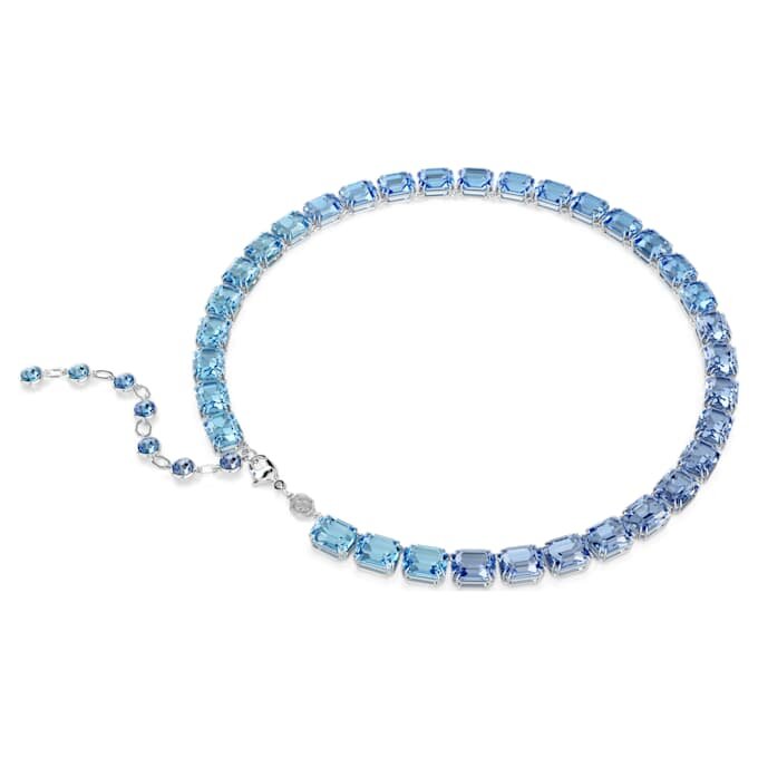 Collar Millenia con corte octogonal, degradado de color, azul, chapado en rodio Collar Millenia con corte octogonal, degradado de color, azul, chapado en rodio