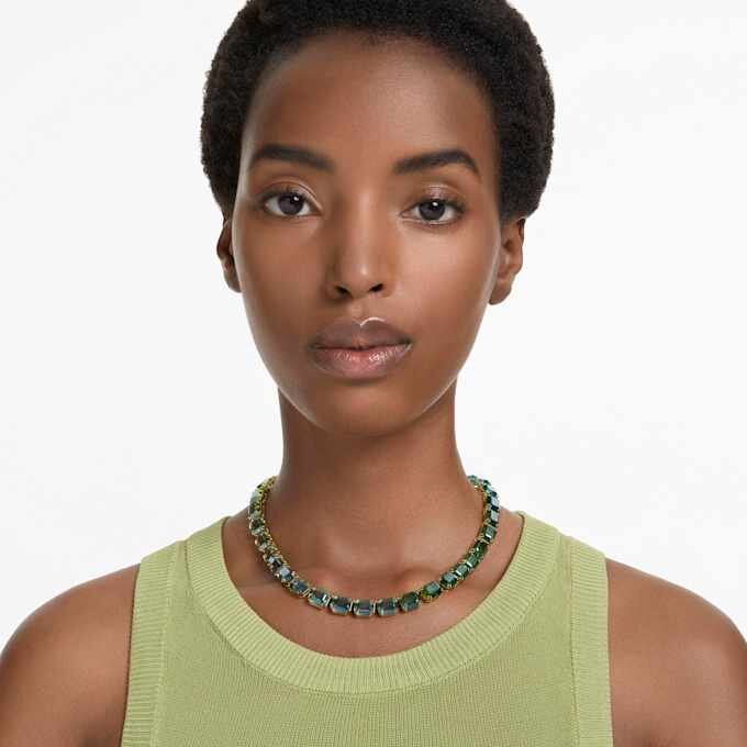Collar Millenia con corte octogonal, degradado de color, verde, chapado en tono dorado Collar Millenia con corte octogonal, degradado de color, verde, chapado en tono dorado