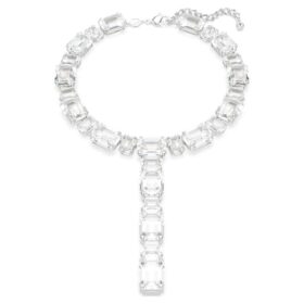 Collar Millenia con cortes variados, blanco, chapado en rodio Collar Millenia con cortes variados, blanco, chapado en rodio