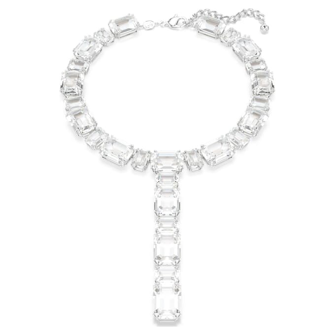 Collar Millenia con cortes variados, blanco, chapado en rodio Collar Millenia con cortes variados, blanco, chapado en rodio