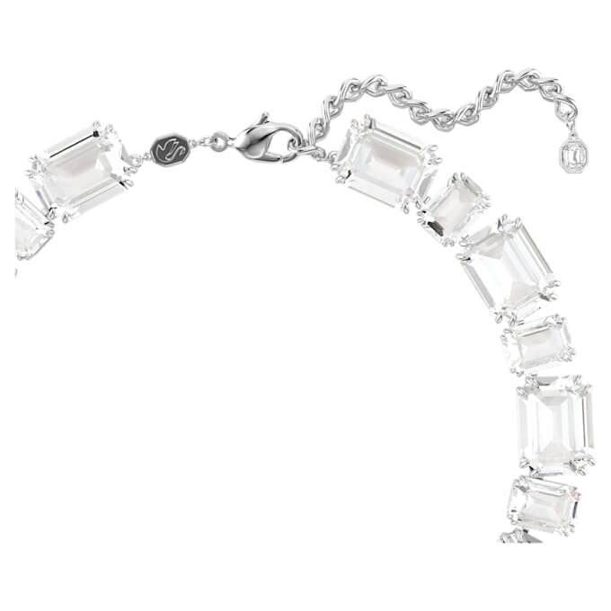 Collar Millenia con cortes variados, blanco, chapado en rodio Collar Millenia con cortes variados, blanco, chapado en rodio