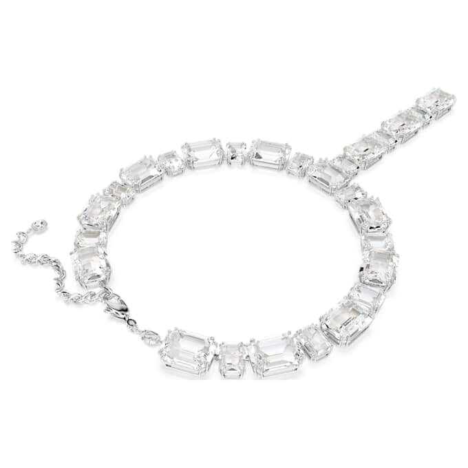 Collar Millenia con cortes variados, blanco, chapado en rodio Collar Millenia con cortes variados, blanco, chapado en rodio