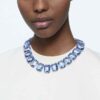 Collar Millenia con cristales extragrandes, talla octogonal, azul, chapado en rodio Collar Millenia con cristales extragrandes, talla octogonal, azul, chapado en rodio