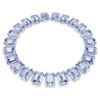 Collar Millenia con cristales extragrandes, talla octogonal, azul, chapado en rodio Collar Millenia con cristales extragrandes, talla octogonal, azul, chapado en rodio