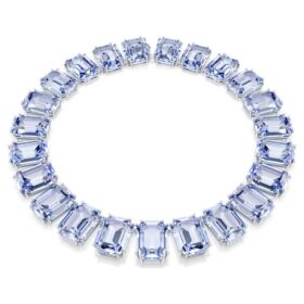 Collar Millenia con cristales extragrandes, talla octogonal, azul, chapado en rodio Collar Millenia con cristales extragrandes, talla octogonal, azul, chapado en rodio