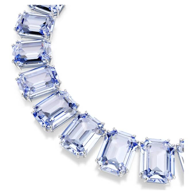 Collar Millenia con cristales extragrandes, talla octogonal, azul, chapado en rodio Collar Millenia con cristales extragrandes, talla octogonal, azul, chapado en rodio