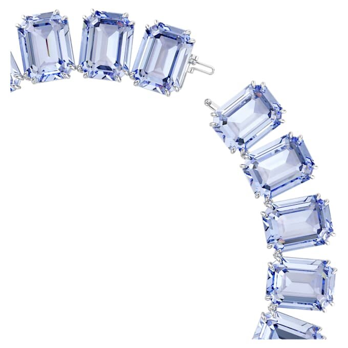 Collar Millenia con cristales extragrandes, talla octogonal, azul, chapado en rodio Collar Millenia con cristales extragrandes, talla octogonal, azul, chapado en rodio
