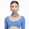 Collar Millenia con cristales extragrandes, talla octogonal, azul, chapado en rodio Collar Millenia con cristales extragrandes, talla octogonal, azul, chapado en rodio