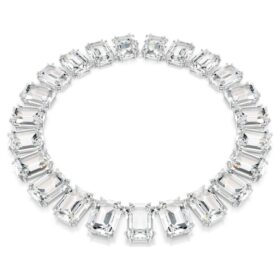 Collar Millenia con cristales extragrandes, talla octogonal, blanco, chapado en rodio Collar Millenia con cristales extragrandes, talla octogonal, blanco, chapado en rodio