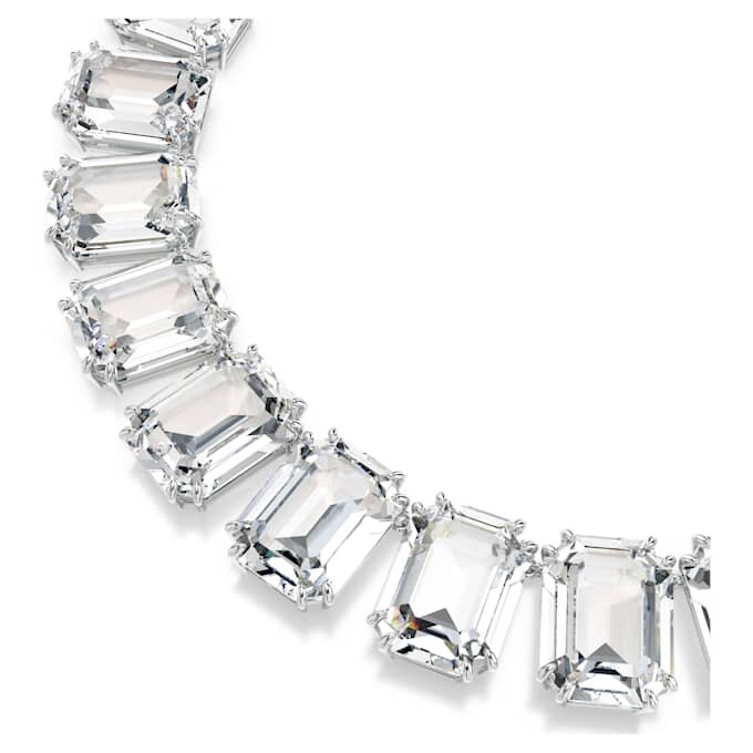 Collar Millenia con cristales extragrandes, talla octogonal, blanco, chapado en rodio Collar Millenia con cristales extragrandes, talla octogonal, blanco, chapado en rodio