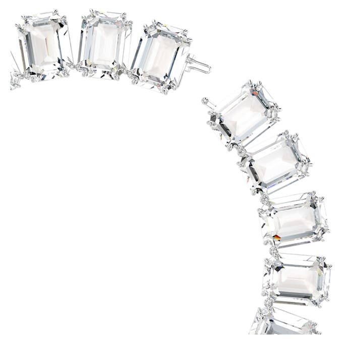 Collar Millenia con cristales extragrandes, talla octogonal, blanco, chapado en rodio Collar Millenia con cristales extragrandes, talla octogonal, blanco, chapado en rodio