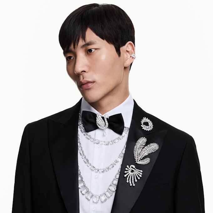 Collar Millenia con cristales extragrandes, talla octogonal, blanco, chapado en rodio Collar Millenia con cristales extragrandes, talla octogonal, blanco, chapado en rodio