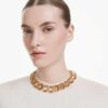 Collar Millenia con cristales extragrandes, talla octogonal, color caramelo, chapado en tono dorado Collar Millenia con cristales extragrandes, talla octogonal, color caramelo, chapado en tono dorado