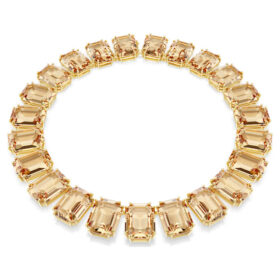 Collar Millenia con cristales extragrandes, talla octogonal, color caramelo, chapado en tono dorado Collar Millenia con cristales extragrandes, talla octogonal, color caramelo, chapado en tono dorado