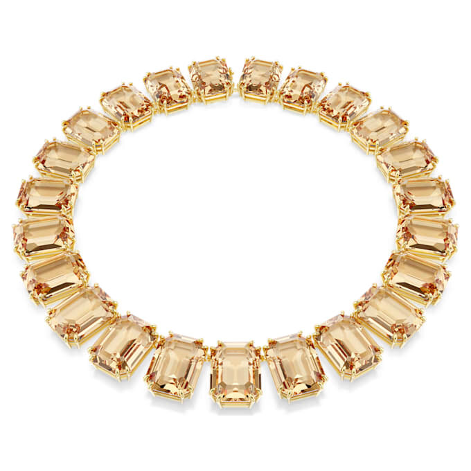 Collar Millenia con cristales extragrandes, talla octogonal, color caramelo, chapado en tono dorado Collar Millenia con cristales extragrandes, talla octogonal, color caramelo, chapado en tono dorado