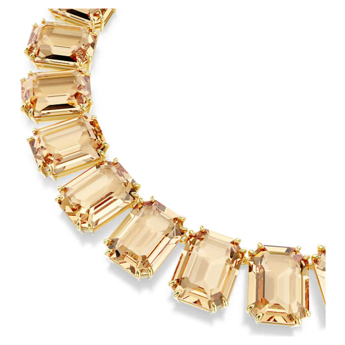 Collar Millenia con cristales extragrandes, talla octogonal, color caramelo, chapado en tono dorado Collar Millenia con cristales extragrandes, talla octogonal, color caramelo, chapado en tono dorado