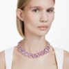Collar Millenia con cristales extragrandes, talla octogonal, color morado, chapado en tono dorado Collar Millenia con cristales extragrandes, talla octogonal, color morado, chapado en tono dorado