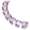 Collar Millenia con cristales extragrandes, talla octogonal, color morado, chapado en tono dorado Collar Millenia con cristales extragrandes, talla octogonal, color morado, chapado en tono dorado