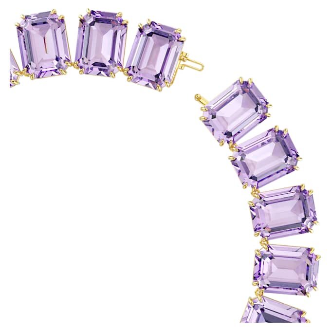 Collar Millenia con cristales extragrandes, talla octogonal, color morado, chapado en tono dorado Collar Millenia con cristales extragrandes, talla octogonal, color morado, chapado en tono dorado