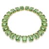 Collar Millenia con cristales extragrandes, talla octogonal, verde, chapado en tono dorado Collar Millenia con cristales extragrandes, talla octogonal, verde, chapado en tono dorado