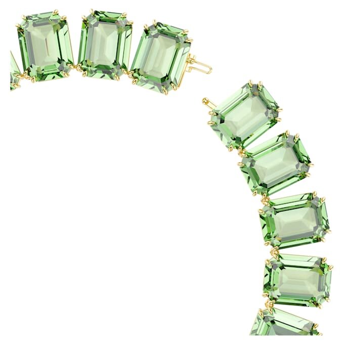 Collar Millenia con cristales extragrandes, talla octogonal, verde, chapado en tono dorado Collar Millenia con cristales extragrandes, talla octogonal, verde, chapado en tono dorado