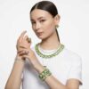 Collar Millenia con cristales extragrandes, talla octogonal, verde, chapado en tono dorado Collar Millenia con cristales extragrandes, talla octogonal, verde, chapado en tono dorado