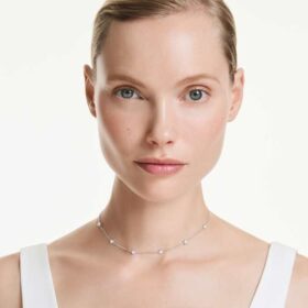 Collar octogonal con diamantes cultivados en laboratorio de 0,7 ct en total, forma redonda, plata de ley Collar octogonal con diamantes cultivados en laboratorio de 0,7 ct en total, forma redonda, plata de ley