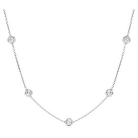 Collar octogonal con diamantes cultivados en laboratorio de 0,7 ct en total, forma redonda, plata de ley Collar octogonal con diamantes cultivados en laboratorio de 0,7 ct en total, forma redonda, plata de ley