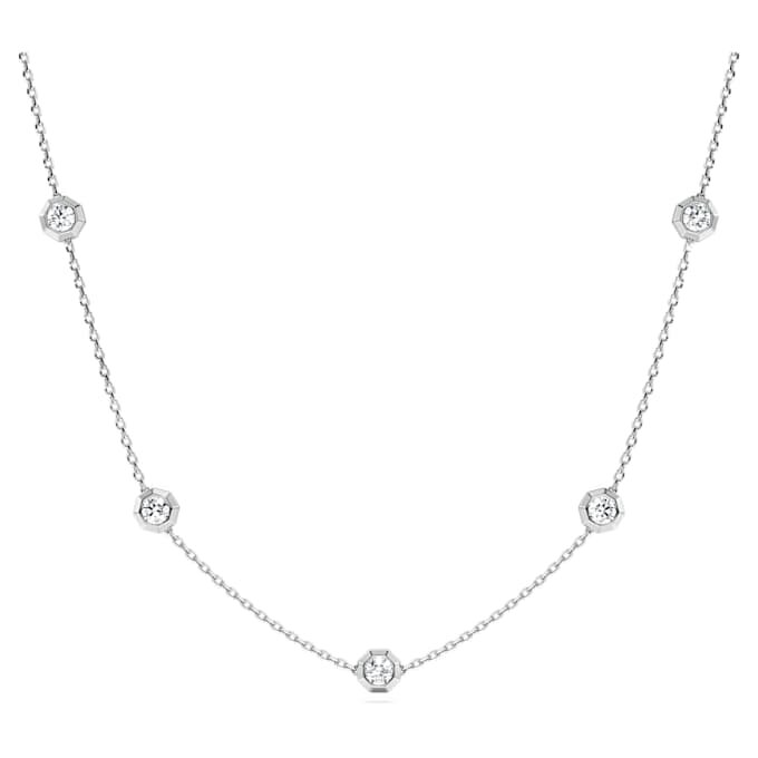 Collar octogonal con diamantes cultivados en laboratorio de 0,7 ct en total, forma redonda, plata de ley Collar octogonal con diamantes cultivados en laboratorio de 0,7 ct en total, forma redonda, plata de ley