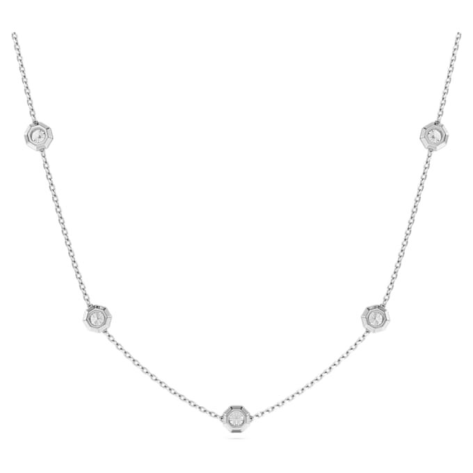 Collar octogonal con diamantes cultivados en laboratorio de 0,7 ct en total, forma redonda, plata de ley Collar octogonal con diamantes cultivados en laboratorio de 0,7 ct en total, forma redonda, plata de ley